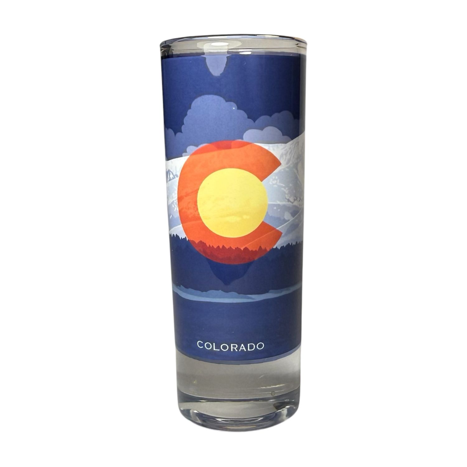 Colorado Flag with Mountains Glass Shooter