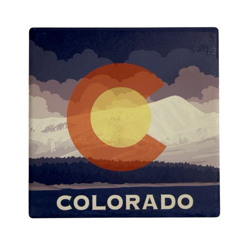 Colorado Flag w/ Clouds Coaster