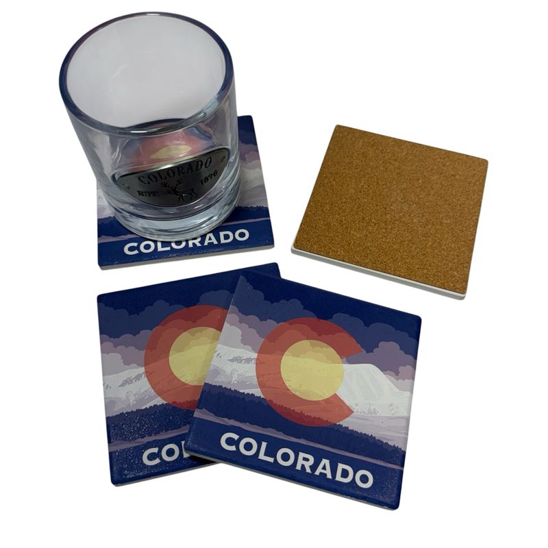 Colorado Flag w/ Clouds Coaster