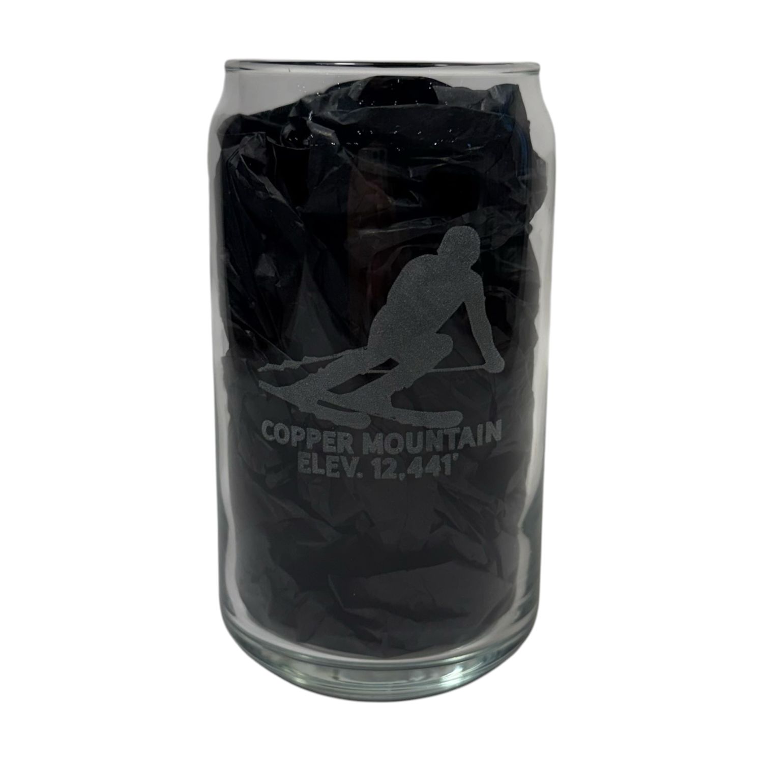 Downhill Skier Can Pint Glass