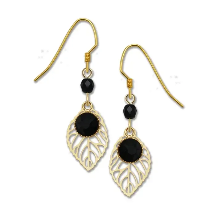 Gold Leaf Black Dangle 4010