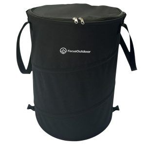FocusOutdoor Pop-Up Folding Garbage Bin with Lid - 600D Oxford Cloth