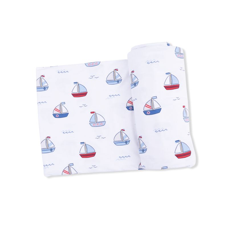 Bubbly Sailboats Blue - Swaddle Blanket
