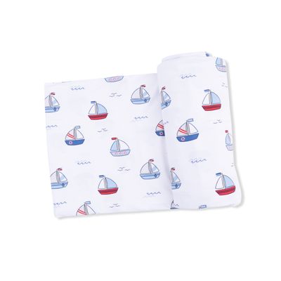 Bubbly Sailboats Blue - Swaddle Blanket