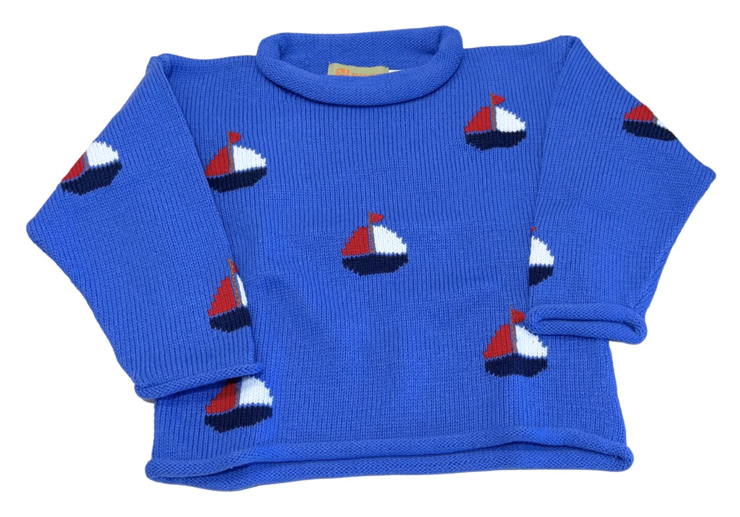 Light Blue Thin Knit Sailboat Sweater