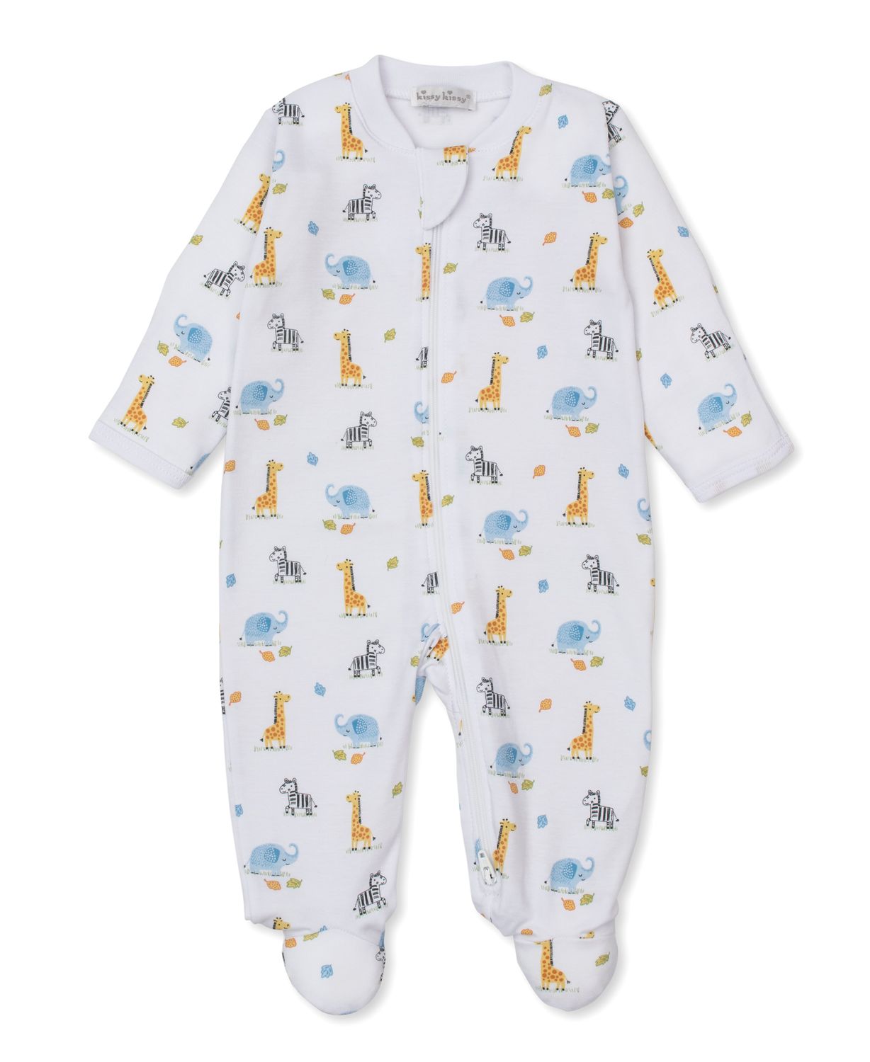 Safari Bunch Blue Zip Print Footie