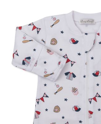 Fly Ball Striped Zip Print Footie