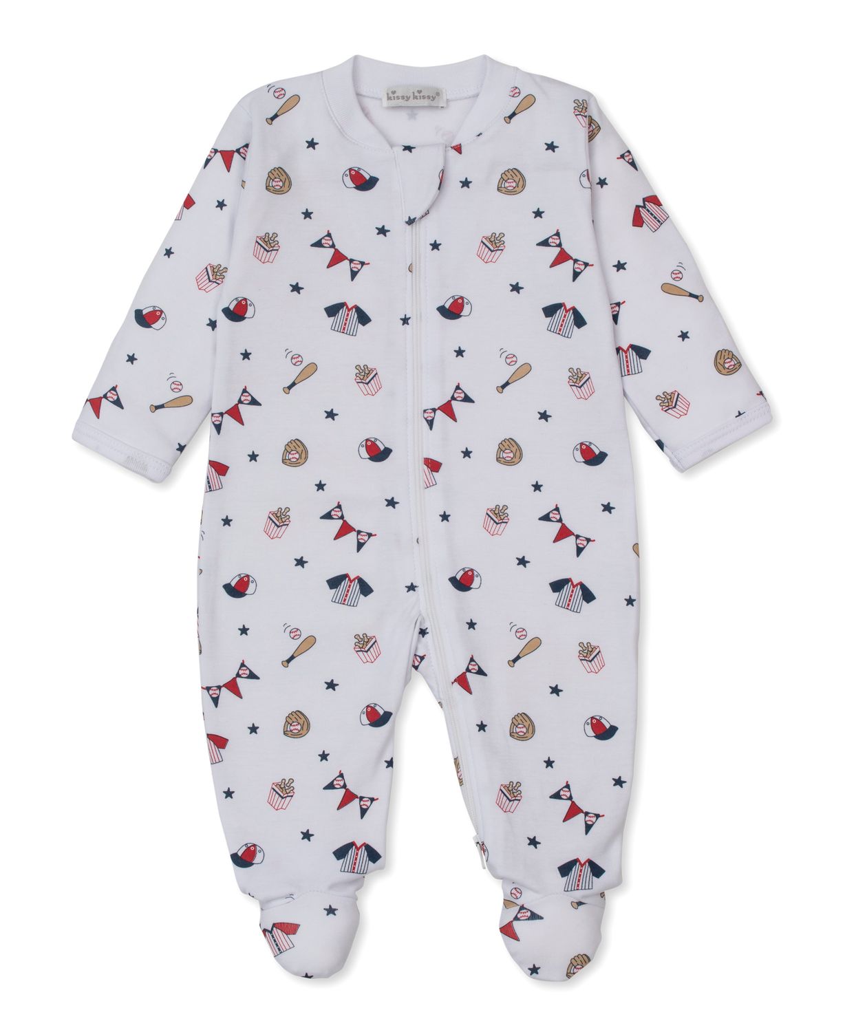 Fly Ball Striped Zip Print Footie