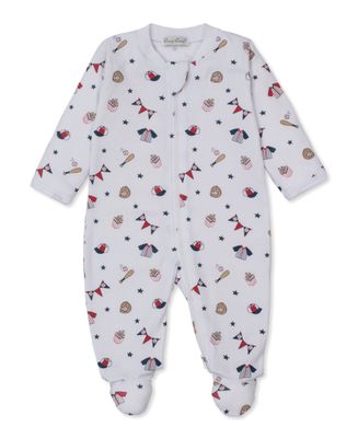 Fly Ball Striped Zip Print Footie
