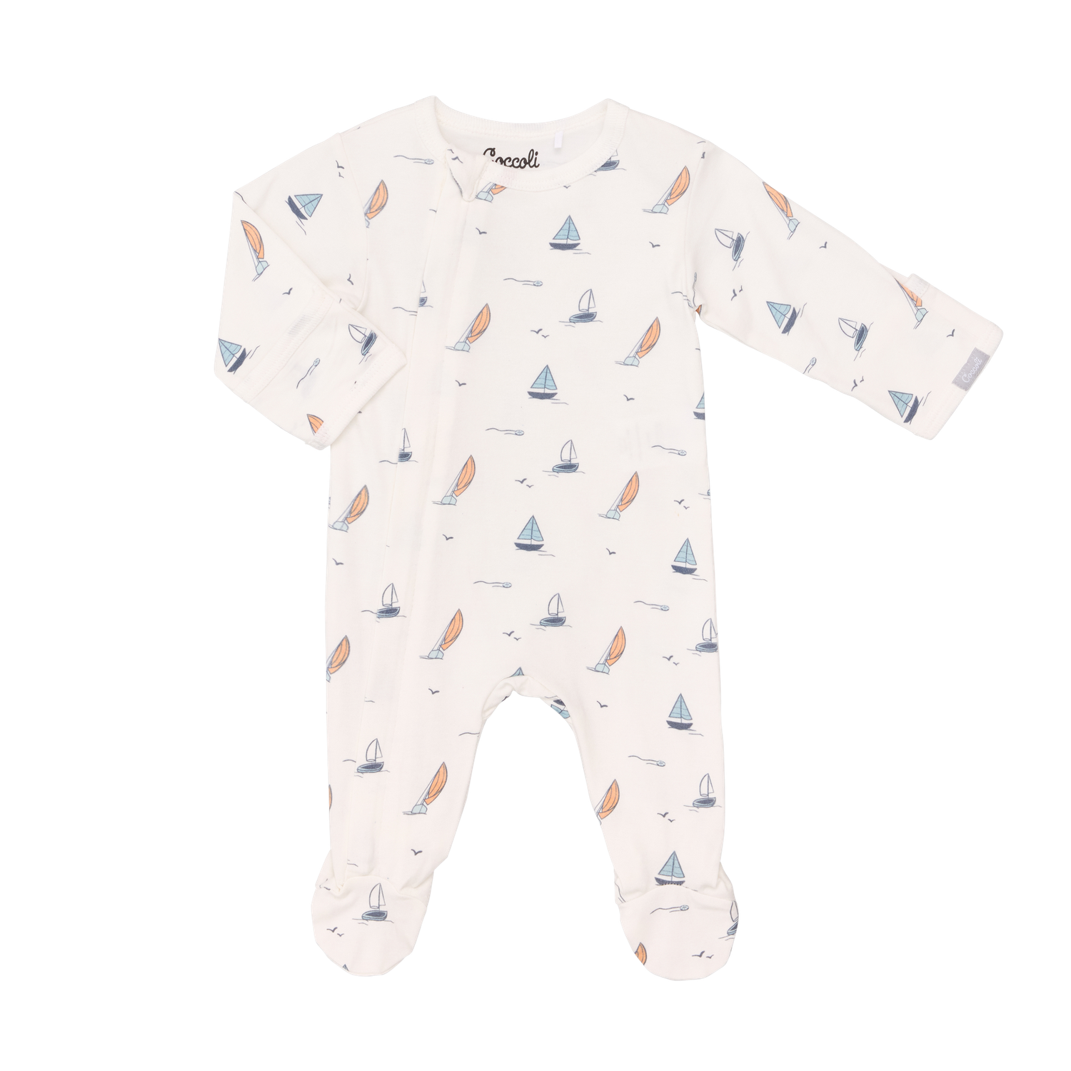Boats on Cream Zip Footie