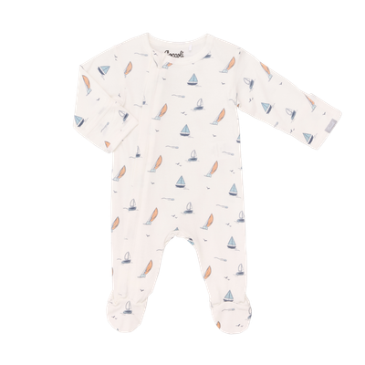 Boats on Cream Zip Footie