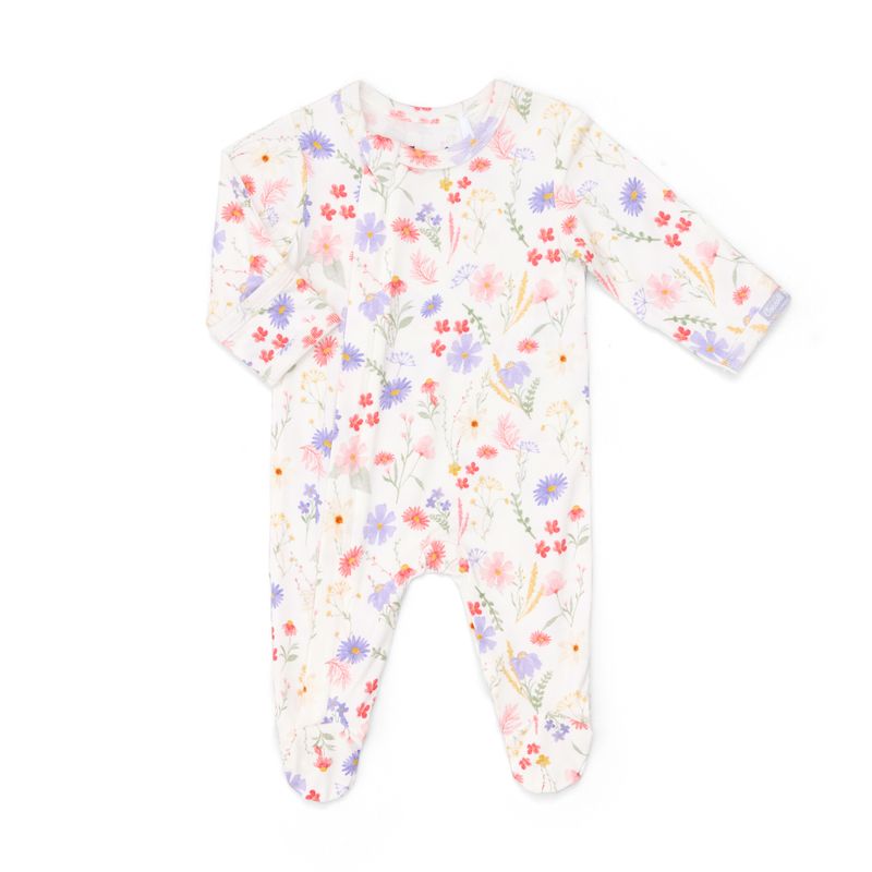 Flowers on Cream Zip Footie