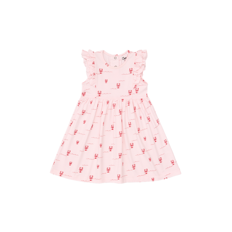 Lobsters on Pink Cotton/Modal Dress