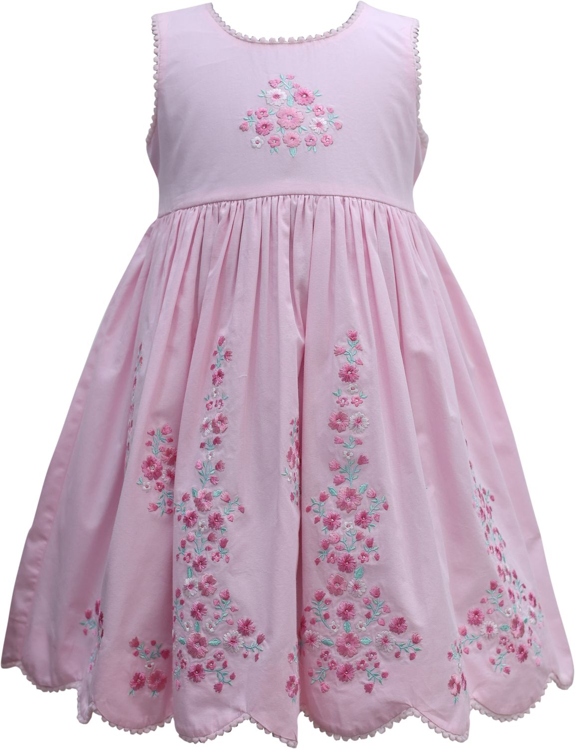 Pink Floral Embroidered Dress