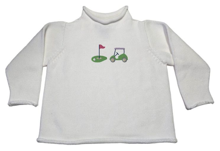 White Golfcart Rollneck Sweater