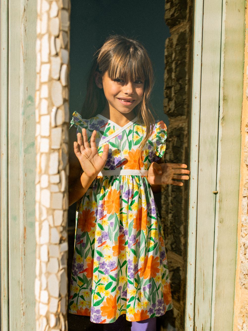 Watercolor Floral Wrap Neck Dress