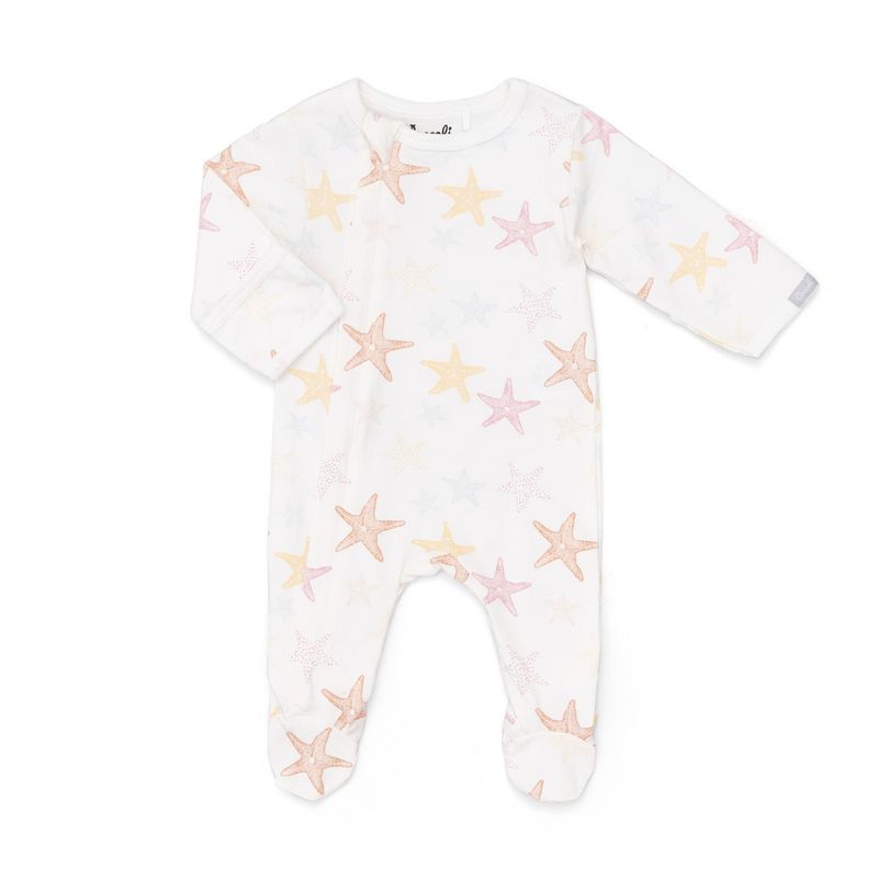 Starfish on Cream Zip Footie