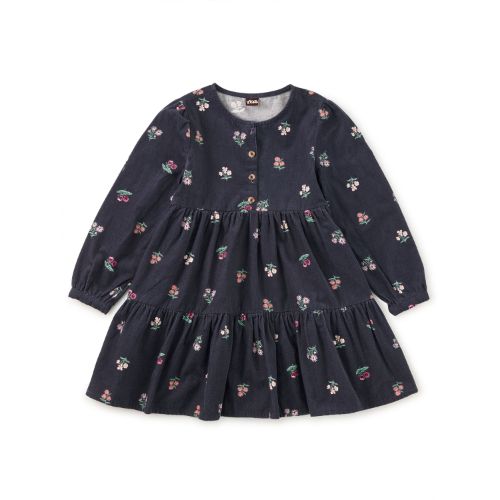 Midnight Posy Cord Henley Shirtdress