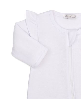 Baby Blessings White+Pink Jacquard Zip Footie