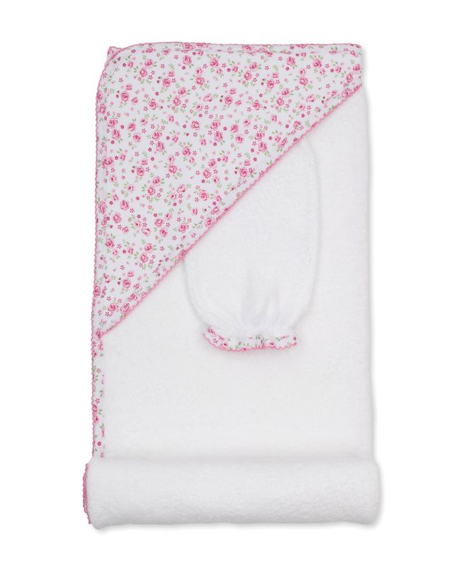 Cottage Roses Hooded Towel+Mitt Set