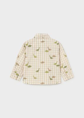 Olive Green Dino Long-sleeve Shirt