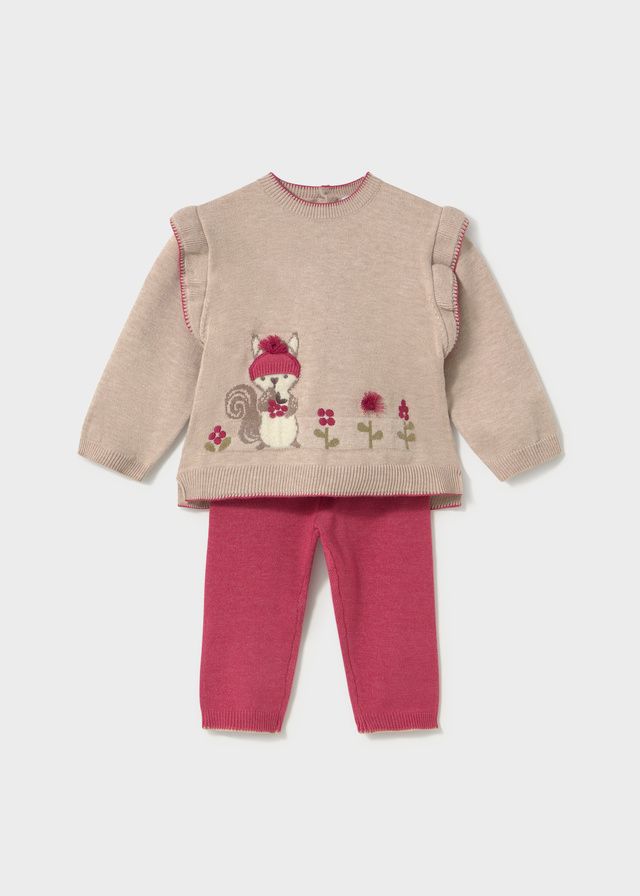 Cozy Squirrel Petal Knit Pant Set