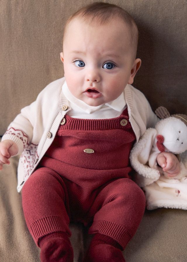 Plum Knit Dungarees Set
