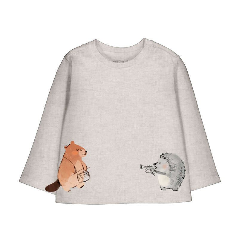 Grey Long-sleeve Musical Animal Shirt