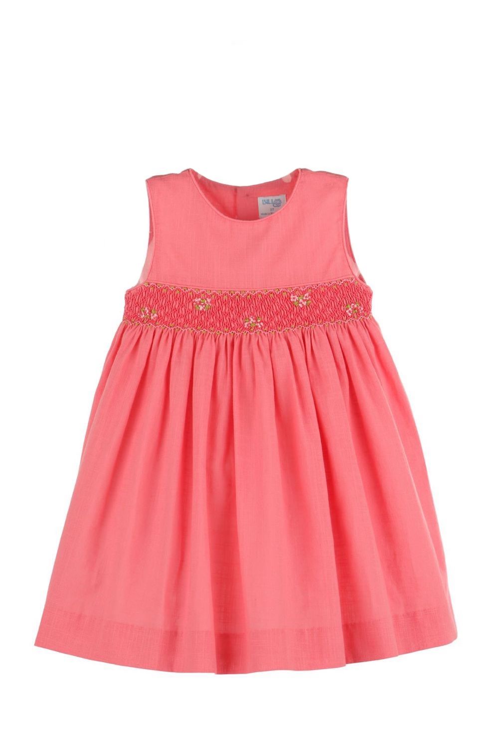 Coral Fil a Fil Smock Dress