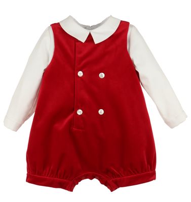 Red Deluxe Velvet Boy Romper