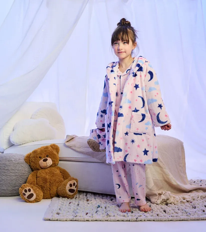 Barely Pink Night Sky Fleece Robe