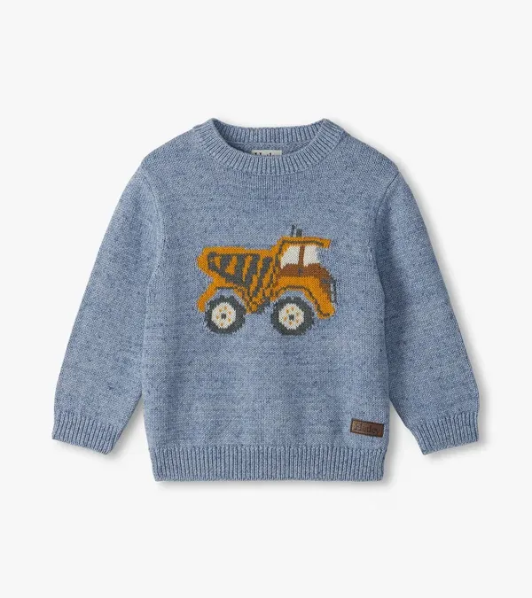 Blue Melange Dump Truck Sweater