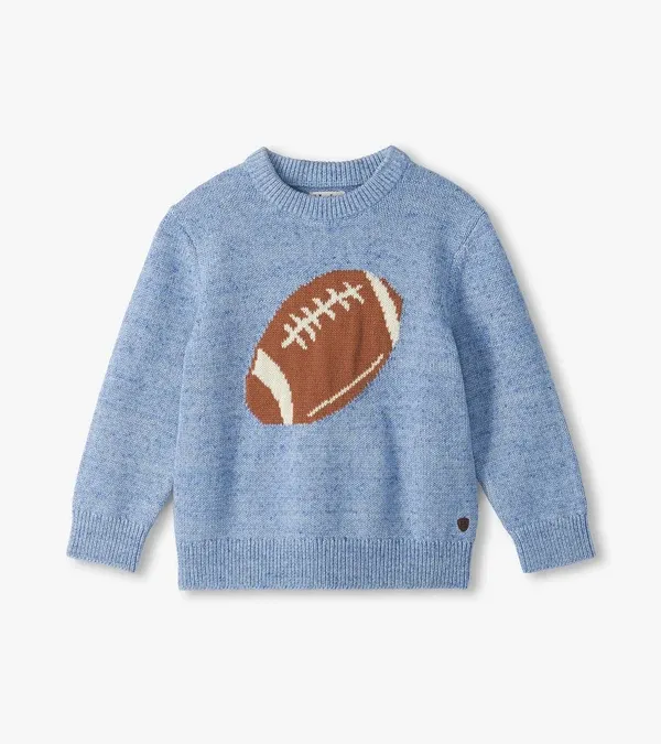 Blue Melange Football Sweater