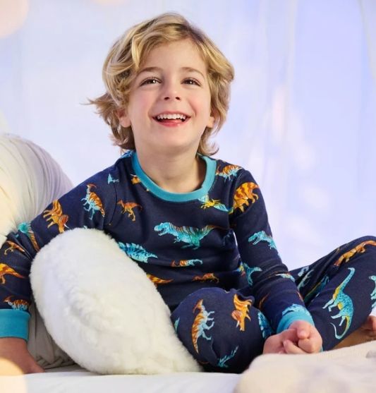 Colorful Dinos Cotton Rib PJ Set