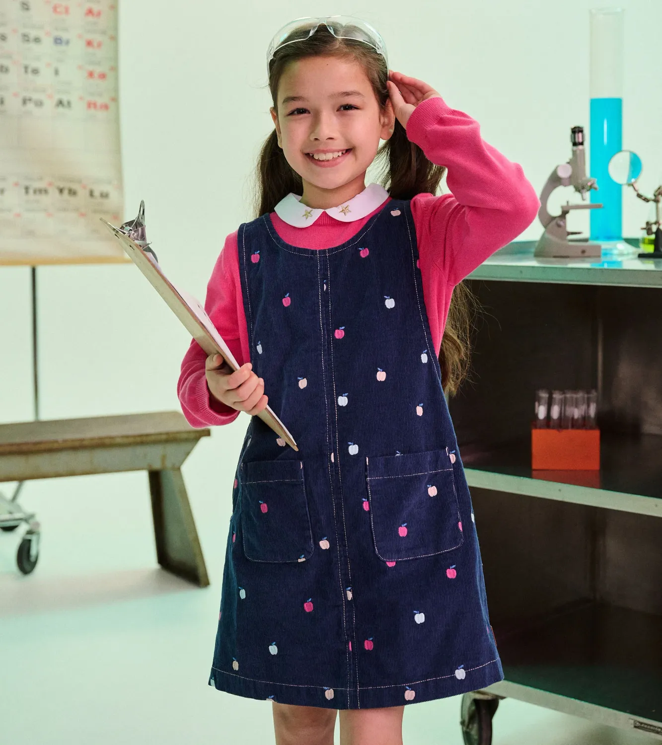 Embroidered Apple Pinafore Dress