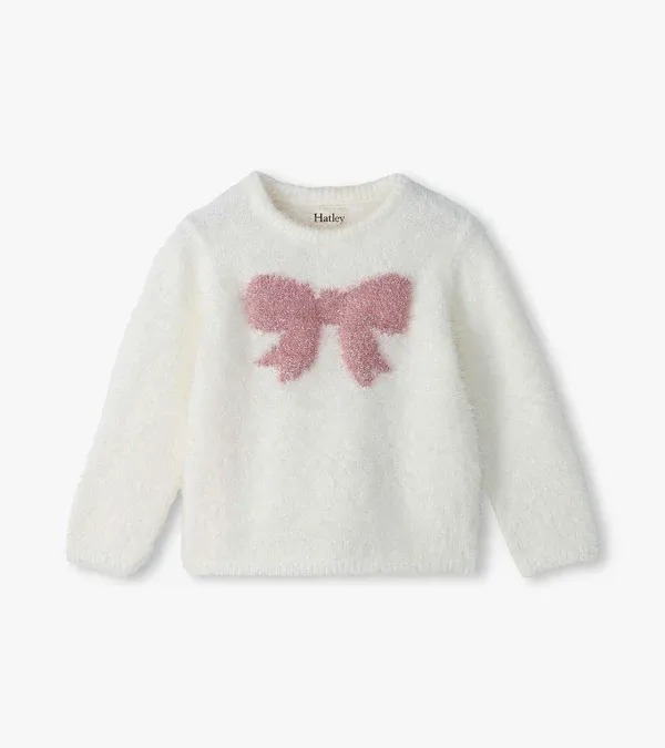 Gardenia Pink Bow Furry Sweater