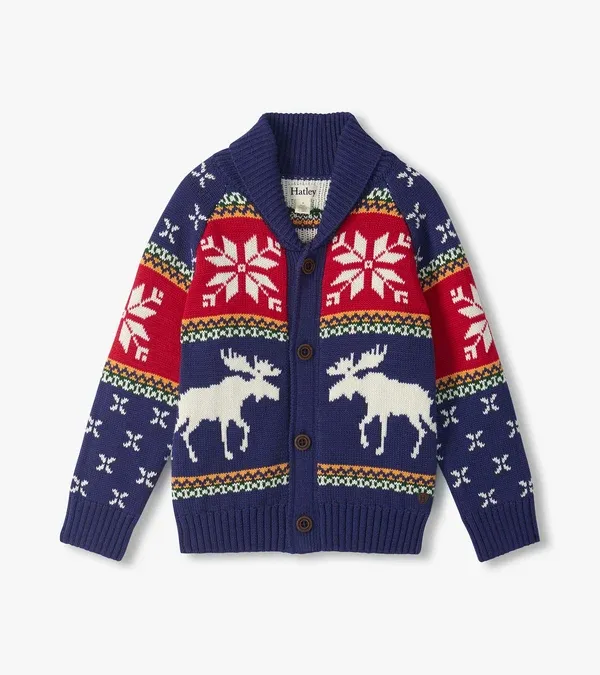 Holiday Moose Shawl Cardigan