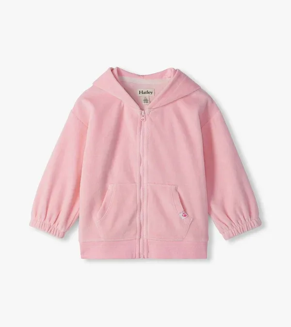 Orchid Pink Velour Zip Hoodie