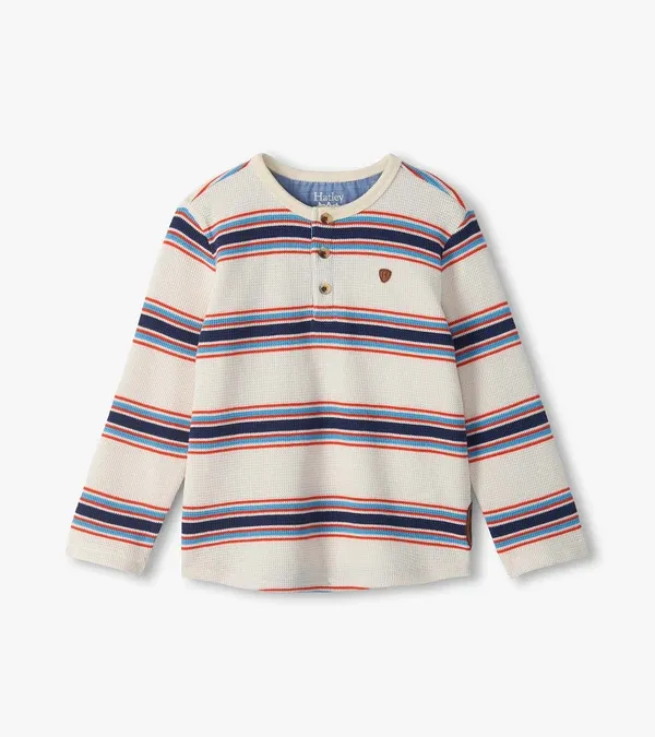 Varsity Stripe Waffle Henley