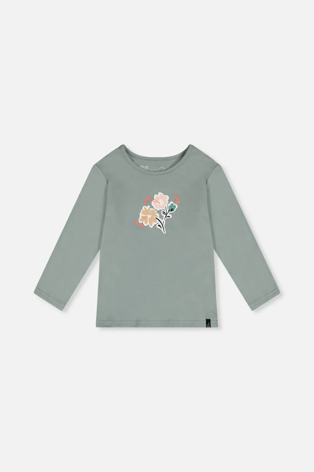 Chinois Green Long-sleeve Flower T-Shirt