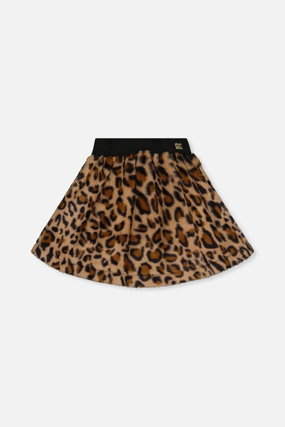 Brown Leopard Faux Fur Skirt