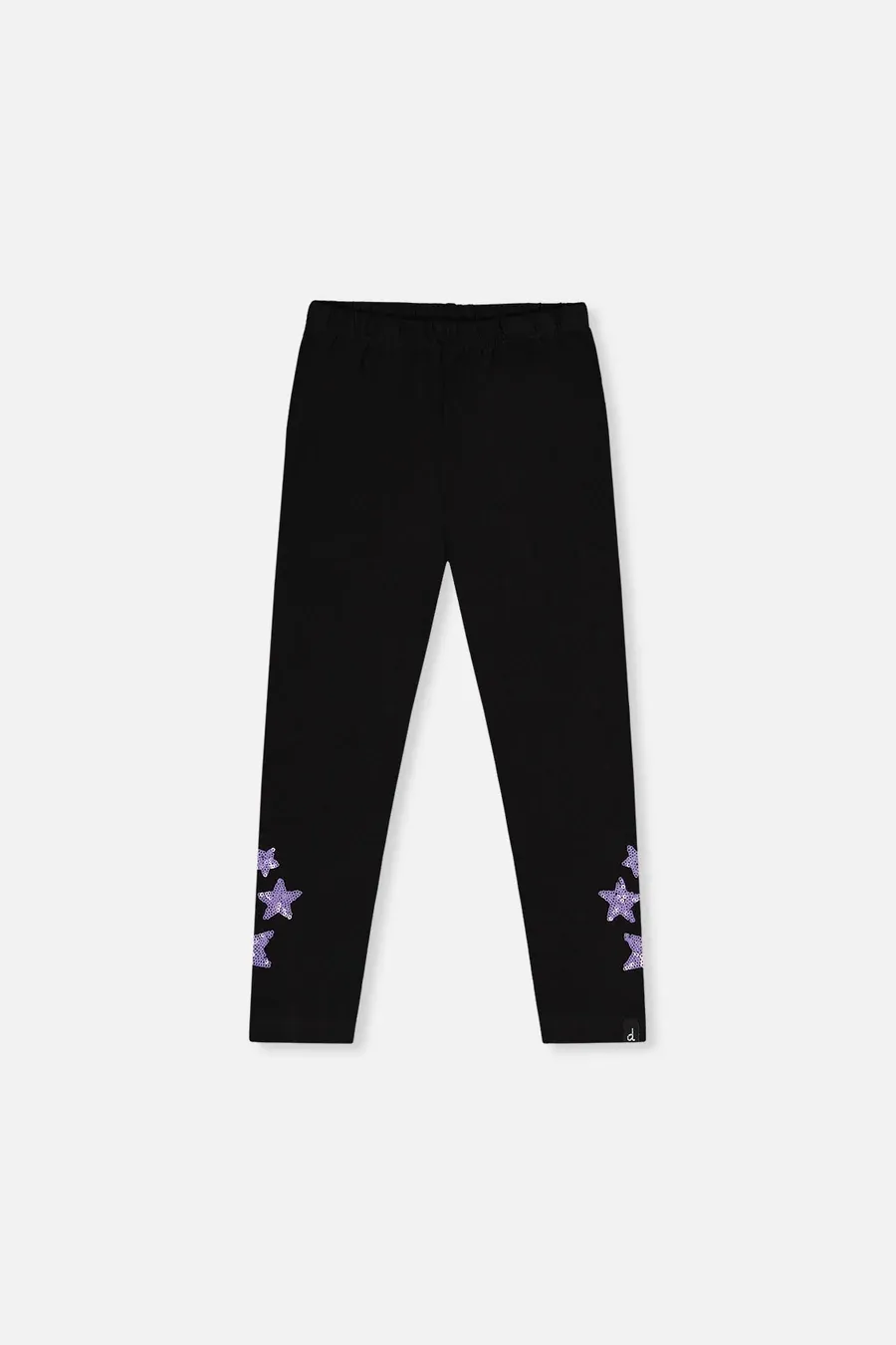 Purple Sequin Stars on Black Leggings