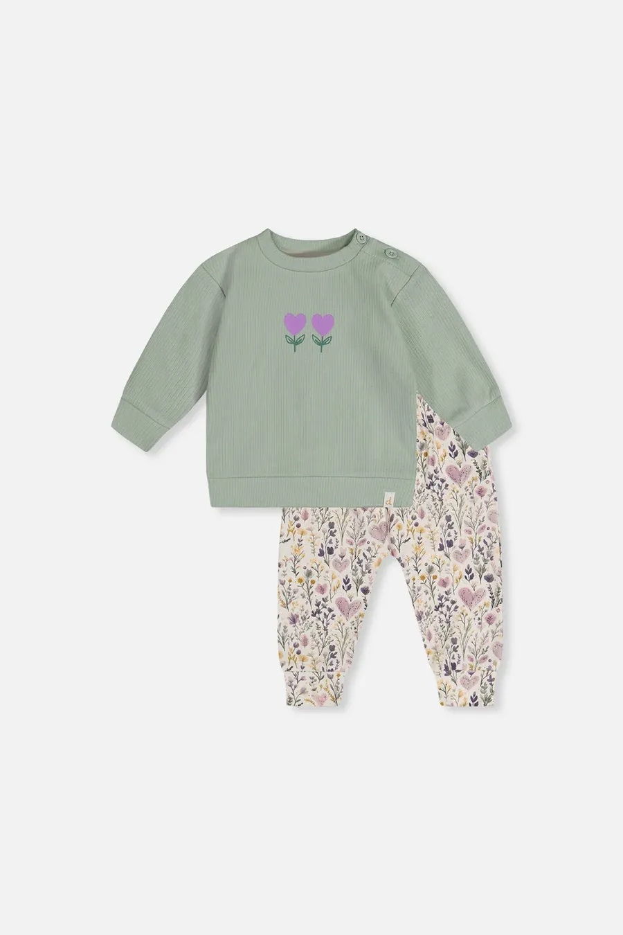 Purple Flower Cotton Pant+Top Set