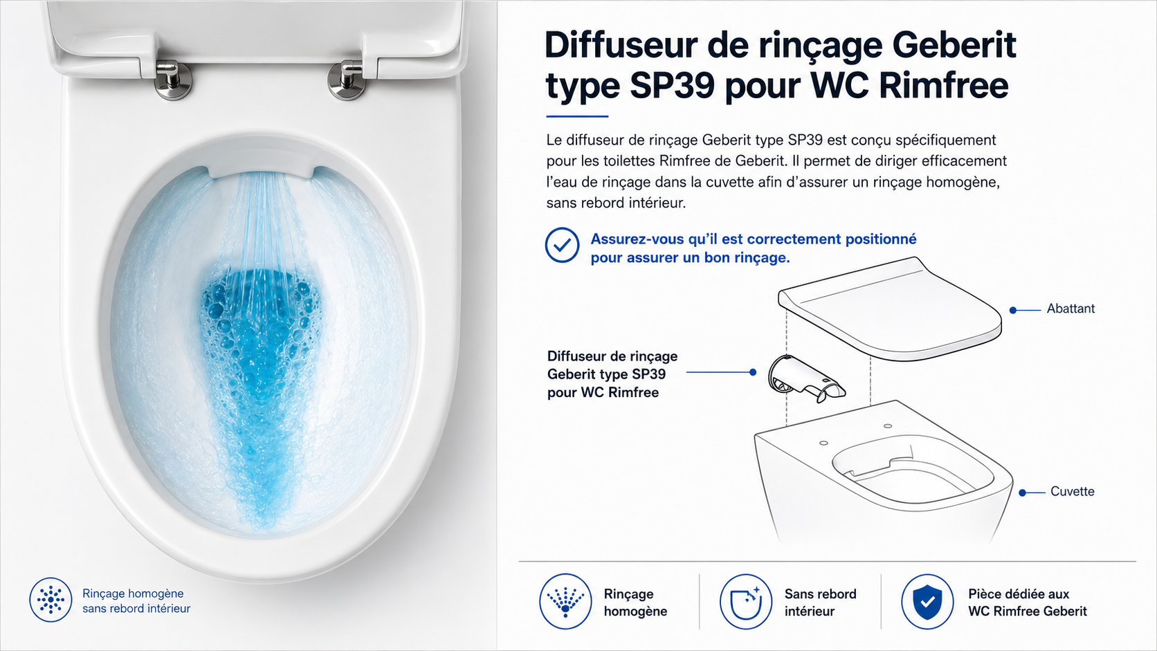 Pack cuvette suspendue Geberit Smyle Square carénée Rimfree avec fixations cachées et abattant à abaissement automatique déclipsable antibactérien - vue 15