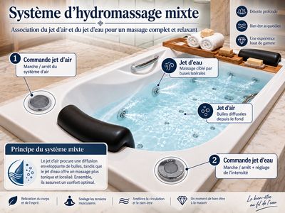 Regency mixed hydromassage bathtub 170 x 80 cm with integrated headrest