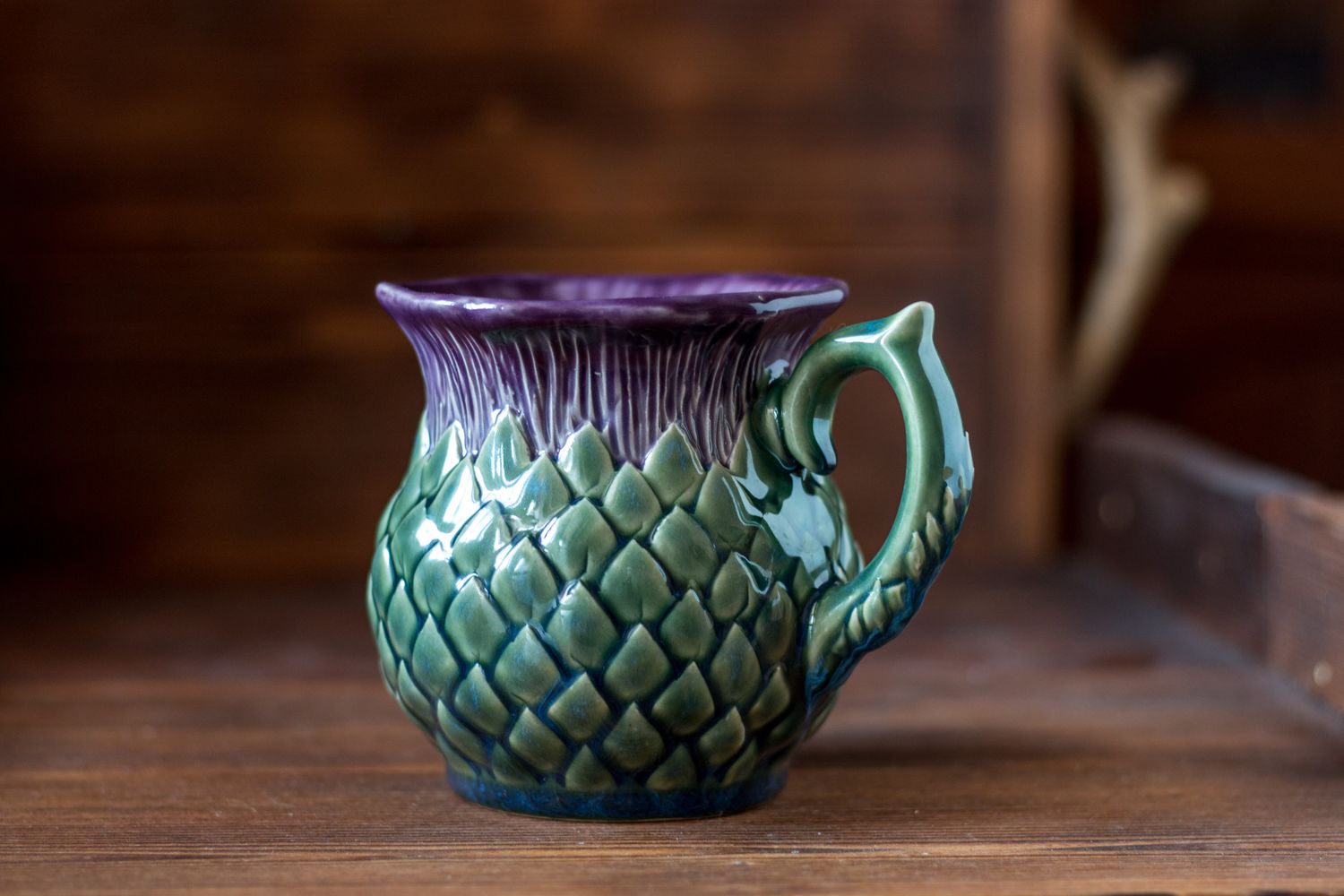 Thistle mug, Handmade pottery