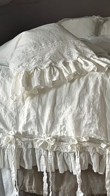 New- OVIA - 2pcs pure linen and cotton lace pillowcases - ready to ship 5-7 days