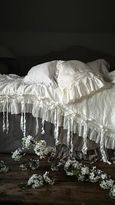 New- OVIA - 2pcs pure linen and cotton lace pillowcases - ready to ship 5-7 days