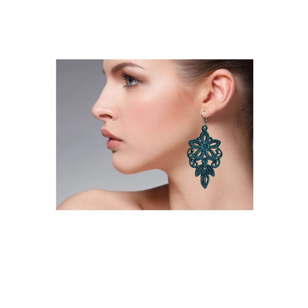 FSL Embroidered Lace Earrings – Handmade Lightweight Dangles