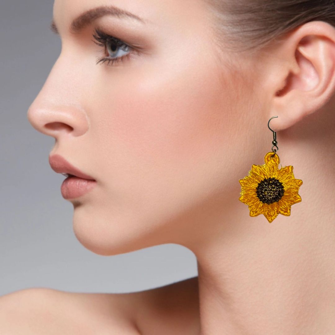 FSL - Fluffy fringed Sunflower earrings